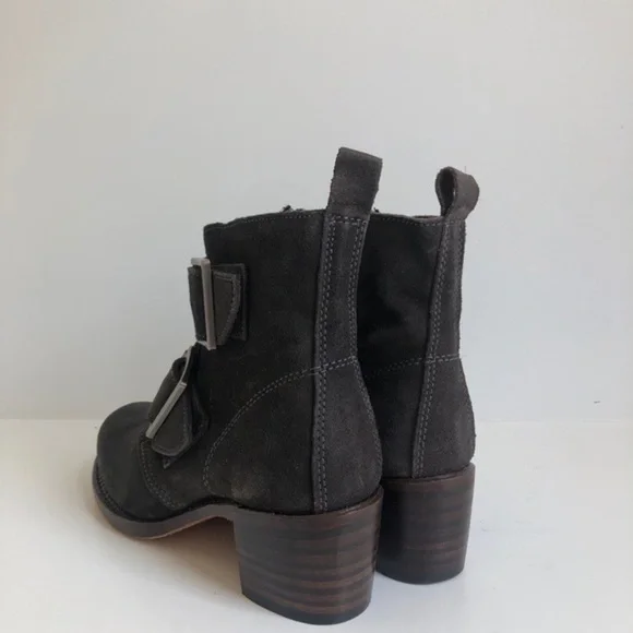 Frye Sabrina Double Buckle Charcoal Oiled …
